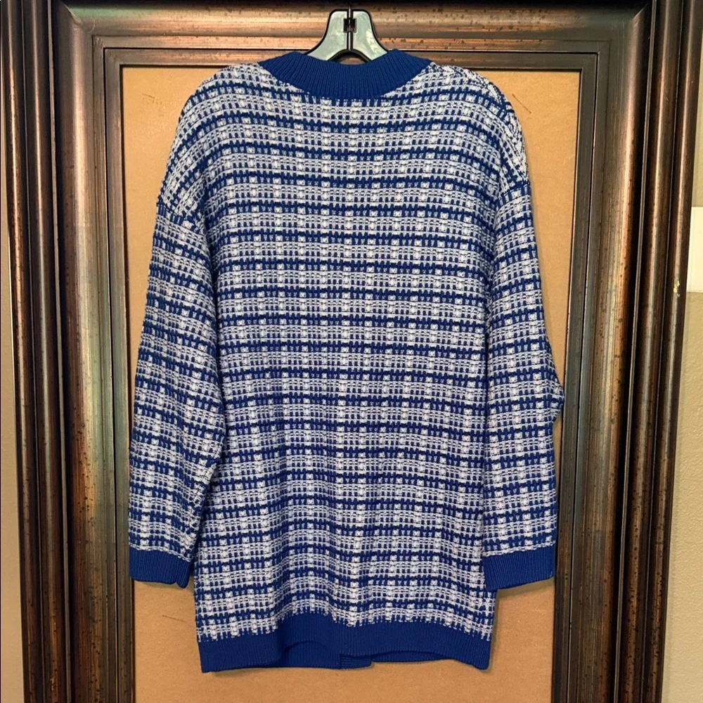 Babaton Blue and White Checkered Cardigan - Picture 3 of 5